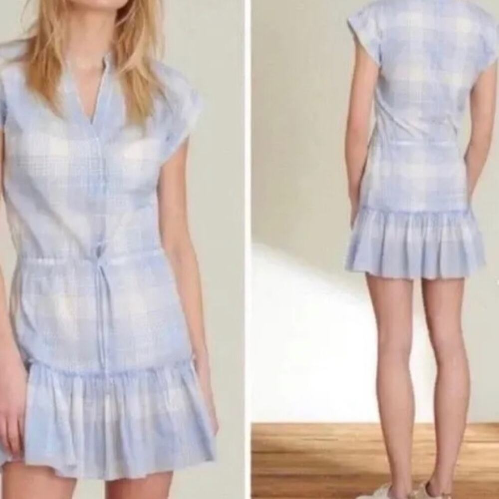 Veronica Beard Hanne Blue Tiered Dress